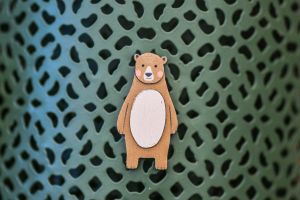 Wooden brooch Cute Bear