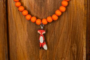 Bead necklace with pendant Cute Fox