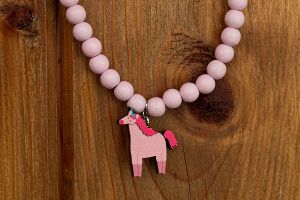 Bead necklace with pendant Cute Unicorn 
