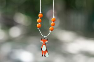 String necklace with pendant Cute Fox 