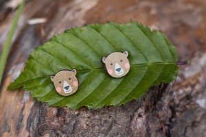 Wooden Earrings Cute Bear 