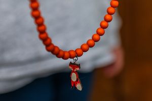 Bead necklace with pendant Cute Fox