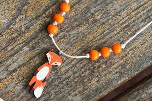 String necklace with pendant Cute Fox 