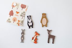 Wooden magnet - Foxy set of 5