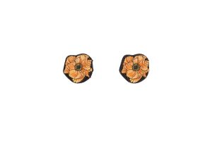 Wooden earrings Icelandic poppy