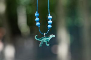 String necklace with pendant Cute T-Rex