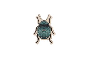 Wooden brooch Blue Beatle