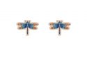 Wooden earrings Blue Dragonfly