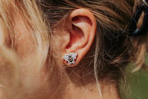 Wooden earrings Bee