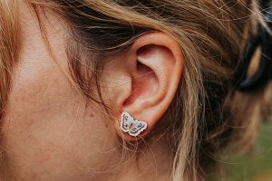 Rose Butterfly Wooden Earrings  