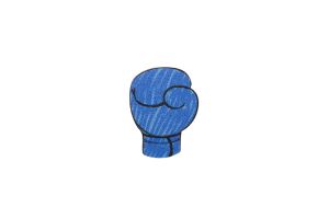 Wooden brooch Blue boxing glove 