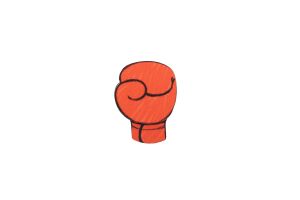 Wooden brooch Red boxing glove 