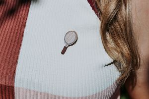 Wooden brooch Tennis bat 