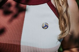 Wooden brooch Volleyball ball 