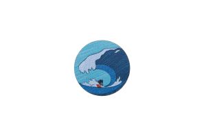 Wooden brooch Big wave 