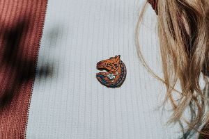 Wooden brooch Brown horse