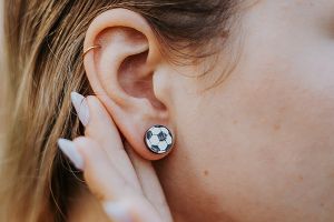 Wooden earrings Football