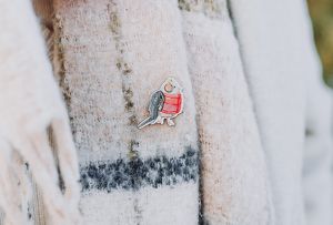 Wooden brooch Long-tailed Tit by Epipi