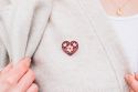 Wooden Brooch Folk Heart – Red