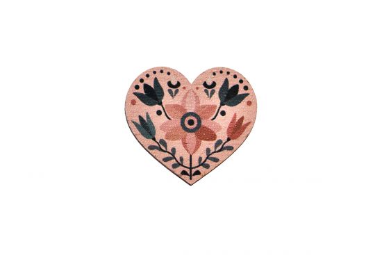 Wooden Brooch Folk Heart – Pink