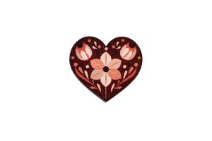 Wooden Brooch Folk Heart – Red