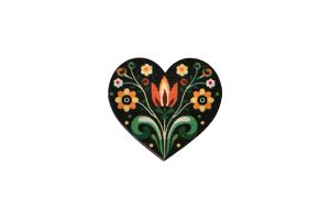 Wooden Brooch Folk Heart – Green