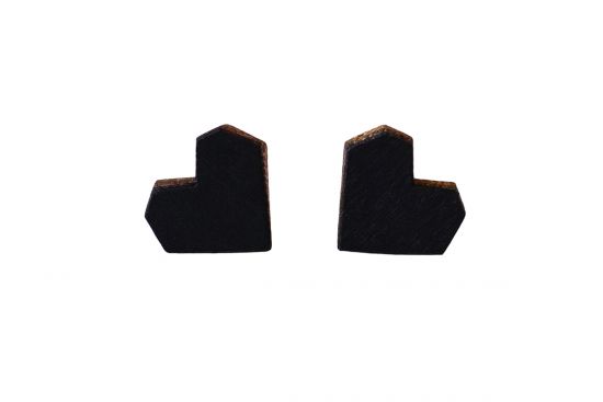 Wooden Earrings Black Heart