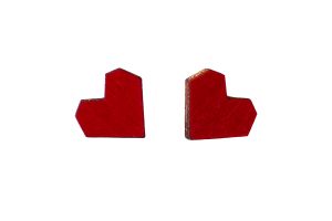 Wooden Earrings Red Heart