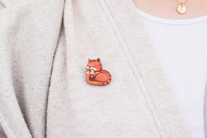 Wooden Brooch – Kitty Love