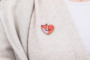 Wooden Brooch – Fox Love