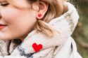 Wooden Earrings Red Heart