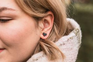 Wooden Earrings Black Heart