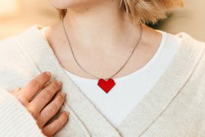 Wooden Pendant Red Heart