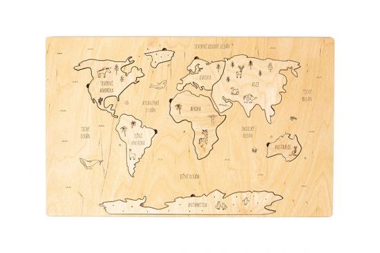 Wooden Puzzle Board – World